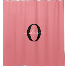 Gepersonaliseerde monogram scriptnaam zwart wit ro douchegordijn
