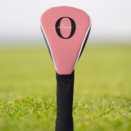 Gepersonaliseerde monogram scriptnaam zwart wit ro golfheadcover