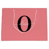 Gepersonaliseerde monogram scriptnaam zwart wit ro groot cadeauzakje (Voorkant)