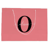Gepersonaliseerde monogram scriptnaam zwart wit ro groot cadeauzakje (Achterkant)