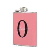 Gepersonaliseerde monogram scriptnaam zwart wit ro heupfles (Links)