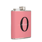 Gepersonaliseerde monogram scriptnaam zwart wit ro heupfles (Rechts)