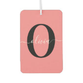 Gepersonaliseerde monogram scriptnaam zwart wit ro luchtverfrisser (Voorkant)