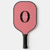 Gepersonaliseerde monogram scriptnaam zwart wit ro pickleball paddle (Voorkant)