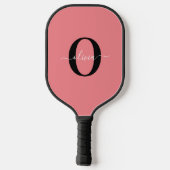 Gepersonaliseerde monogram scriptnaam zwart wit ro pickleball paddle (Achterkant)