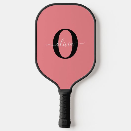 Gepersonaliseerde monogram scriptnaam zwart wit ro pickleball paddle (Achterkant)