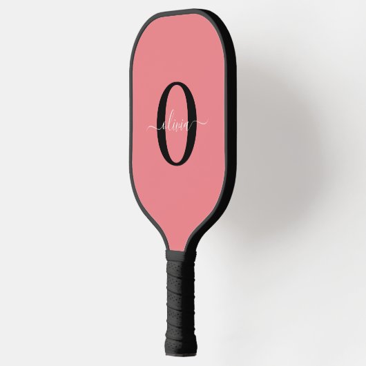 Gepersonaliseerde monogram scriptnaam zwart wit ro pickleball paddle (Links)