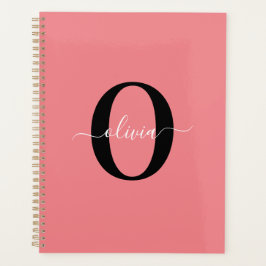 Gepersonaliseerde monogram scriptnaam zwart wit ro planner