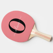 Gepersonaliseerde monogram scriptnaam zwart wit ro tafeltennisbatje (Zijkant)