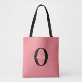 Gepersonaliseerde monogram scriptnaam zwart wit ro tote bag (Voorkant)