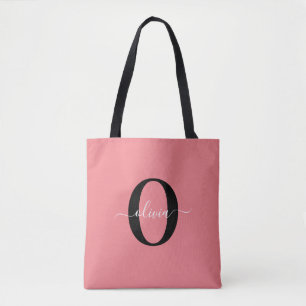 Gepersonaliseerde monogram scriptnaam zwart wit ro tote bag