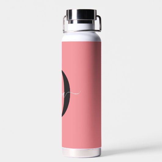 Gepersonaliseerde monogram scriptnaam zwart wit ro waterfles (Achterkant)