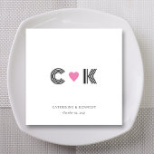 Gepersonaliseerde Monogram servetten met roze hart