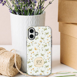 Gepersonaliseerde Monogram Spring Butterfly iPhone 16 Plus Hoesje