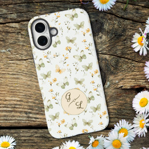 Gepersonaliseerde Monogram Spring Butterfly iPhone 16 Plus Hoesje