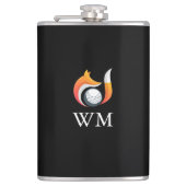 Gepersonaliseerde Monogram Stijlvolle Vos en Golfb Heupfles (Voorkant)