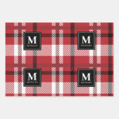 Gepersonaliseerde monogram tartan kerst inpakpapier vel (Voorkant)