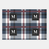 Gepersonaliseerde monogram tartan kerstmis inpakpapier vel (Voorkant)