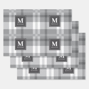 Gepersonaliseerde monogram tartan kerstmis inpakpapier vel
