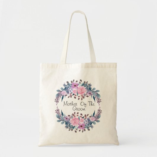 Gepersonaliseerde monogram tekst waterverf bloem tote bag (Voorkant)