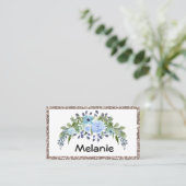 Gepersonaliseerde monogram tekst waterverf bloem visitekaartje (Staand voorkant)
