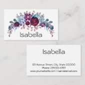 Gepersonaliseerde monogram tekst waterverf bloem visitekaartje (Voorkant / Achterkant)