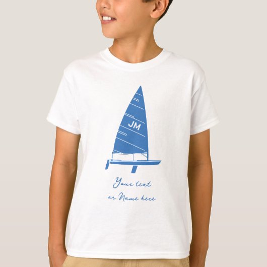 Gepersonaliseerde Monogram Tekst Zeilboot Racing B T-shirt (Voorkant)