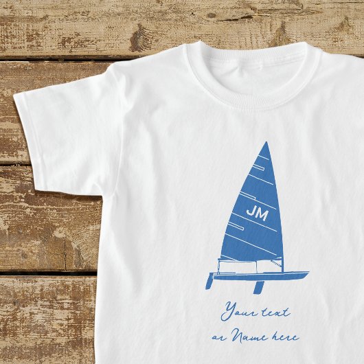 Gepersonaliseerde Monogram Tekst Zeilboot Racing B T-shirt