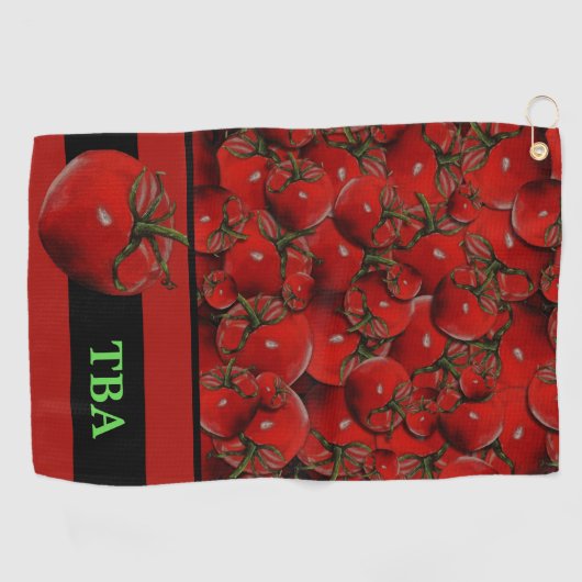 Gepersonaliseerde monogram tomaten Golfhanddoek (Horizontaal)