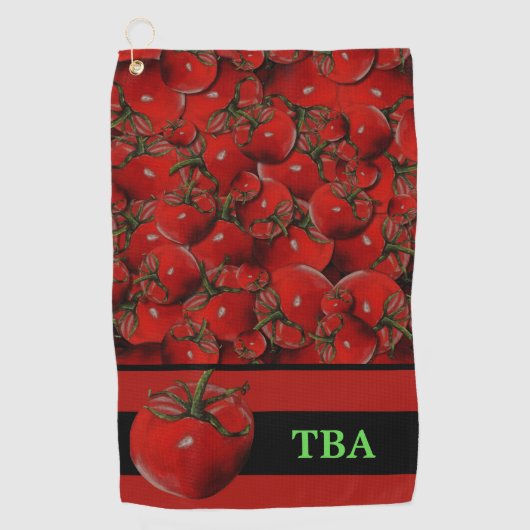 Gepersonaliseerde monogram tomaten Golfhanddoek (Voorkant)