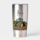 Gepersonaliseerde monogram tractorapparatuur grond geïsoleerde drinkbeker (Voorkant)