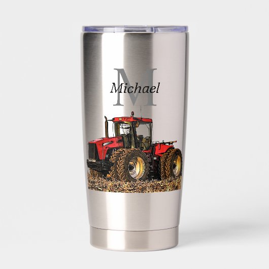 Gepersonaliseerde monogram tractorapparatuur grond geïsoleerde drinkbeker (Voorkant)