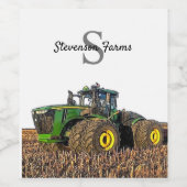Gepersonaliseerde monogram tractorapparatuur grond wijn etiket (Enkel label)