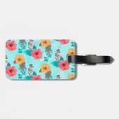 Gepersonaliseerde Monogram Tropische Bloemen Stran Bagagelabel (Achterkant horizontaal)