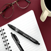 Gepersonaliseerde Monogram Trouwpen | Feestgunsten Zwarte Inkt Pen