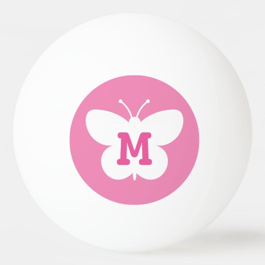 Gepersonaliseerde monogram vlinder ping pong bal pingpongbal (Voorkant)
