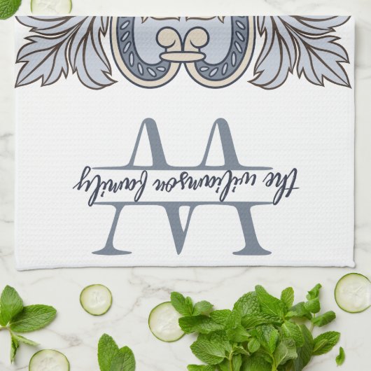 Gepersonaliseerde Monogram W keukenhanddoek (Gevouwen)