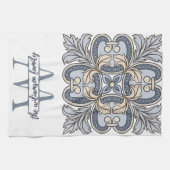 Gepersonaliseerde Monogram W keukenhanddoek (Horizontaal)