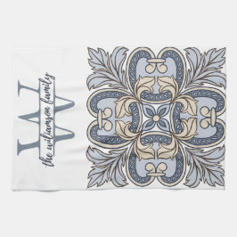 Gepersonaliseerde Monogram W keukenhanddoek