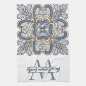 Gepersonaliseerde Monogram W keukenhanddoek (Verticaal)