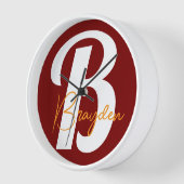 Gepersonaliseerde monogram wandklok (Hoek)