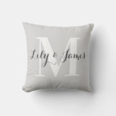 Gepersonaliseerde Monogram White Gray Wedding Keep Kussen (Voorkant)