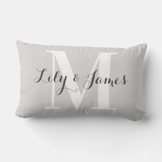 Gepersonaliseerde Monogram White Gray Wedding Keep Kussen (Achterkant)