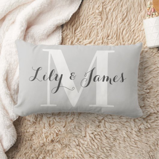 Gepersonaliseerde Monogram White Gray Wedding Keep Kussen (Deken)