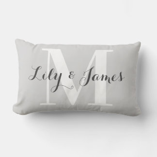 Gepersonaliseerde Monogram White Gray Wedding Keep Kussen