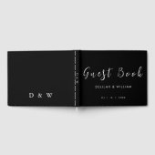 Gepersonaliseerde Monogram Wit op Zwart Gastenboek (Volledig)
