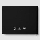 Gepersonaliseerde Monogram Wit op Zwart Gastenboek (Achterkant)