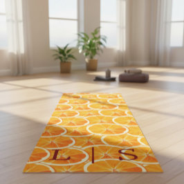 Gepersonaliseerde Monogram Yoga Mat met Oranje Cit