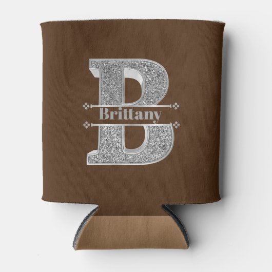 Gepersonaliseerde Monogram Zilver Initiaal B Jouw Blikjeskoeler (Voorkant)