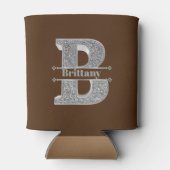 Gepersonaliseerde Monogram Zilver Initiaal B Jouw Blikjeskoeler (Achterkant)